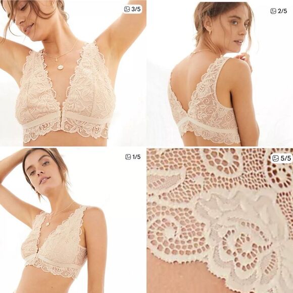 Anthropologie Evalyn V-Neck Lace Bralette blush nude | medium - Picture 2 of 11